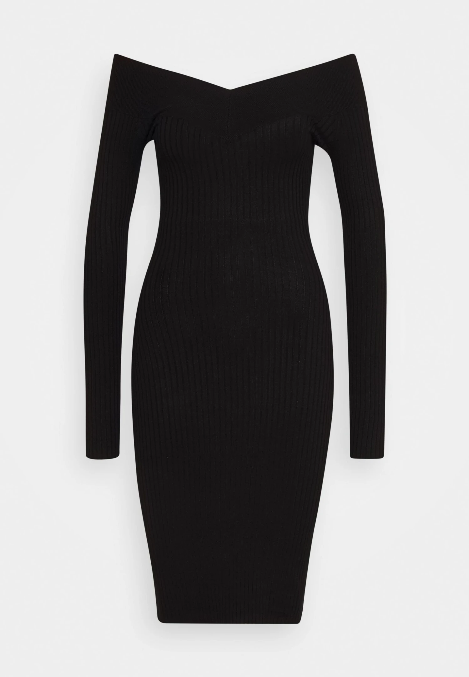 V Ausschnitt Ripp Mini Bodycon Strickkleid - Etui-Jurk - Black 5 V Ausschnitt Ripp Mini Bodycon Strickkleid - Etui-Jurk - Black - Afbeelding 5