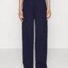 Petite Tailored Wide Leg Trouser - Broek - Dark Blue -Even and Odd Verkoopwinkel 51ce3ce279a34474bdb440f028190d70