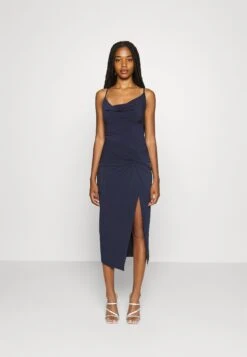 Even&Odd Circ Asymmetric Neckline Slit Dress- Cocktailjurk - 503 - Dark Blue