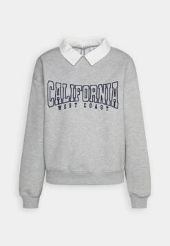 Even and Odd Verkoopwinkel 9 Even&Odd Poloneck With Collar And Embroidery - Sweater - Mottled Light Grey