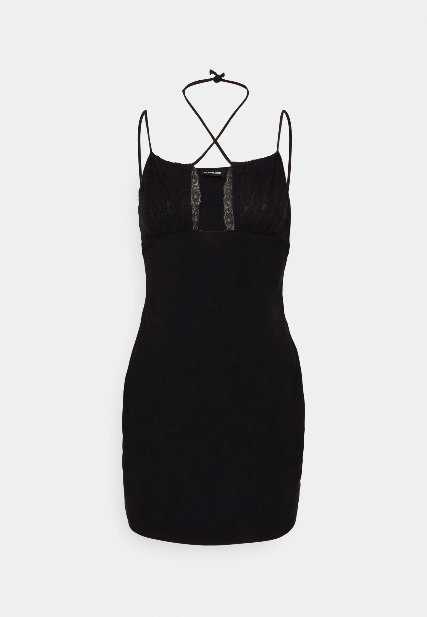 Strappy Lace Insert Open Neckline Mini Bodycon Dress - Cocktailjurk - Black 4 Strappy Lace Insert Open Neckline Mini Bodycon Dress - Cocktailjurk - Black - Afbeelding 4