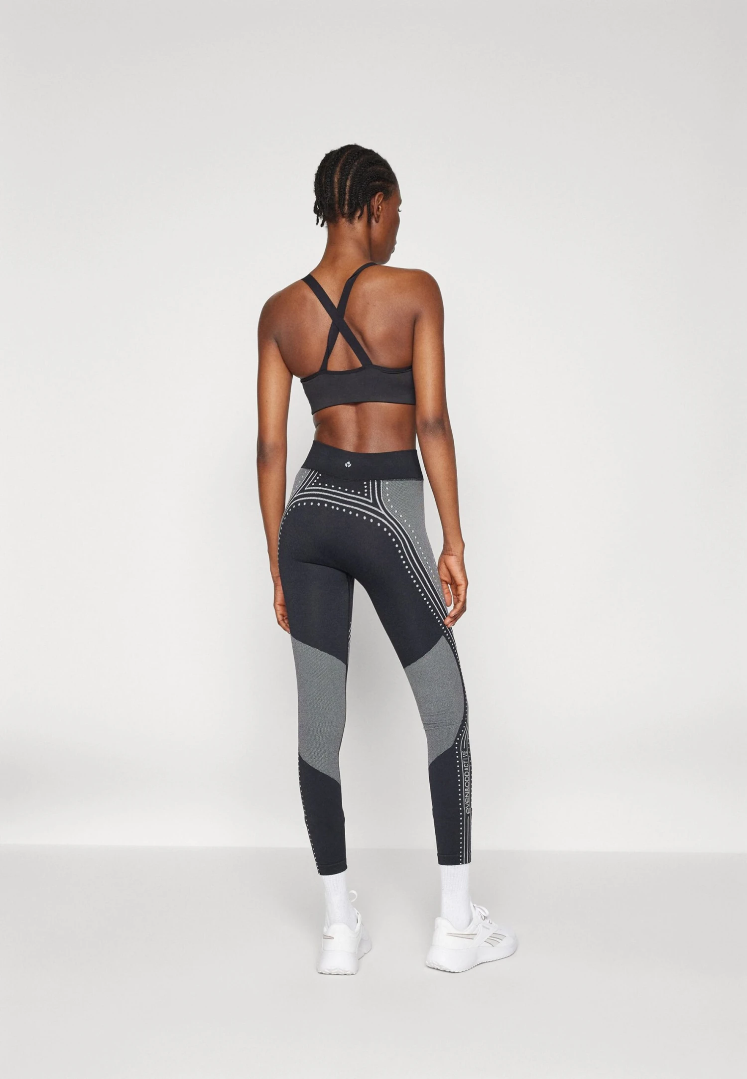 FULL LENGTH HIGH RISE SEAMLESS LEGGINGS WITH CONTRAST PATTERN - Tights - Black 3 FULL LENGTH HIGH RISE SEAMLESS LEGGINGS WITH CONTRAST PATTERN - Tights - Black - Afbeelding 3