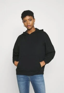Even&Odd Hoodie Long Without Drawcord And Pocket - Hoodie - Black