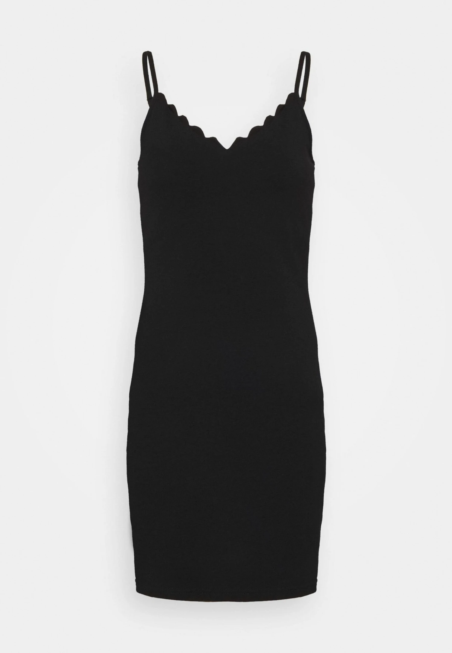 Even&Odd Scallop Edge Mini Strap Dress - Etui-Jurk - Black 4 Even&Odd Scallop Edge Mini Strap Dress - Etui-Jurk - Black - Afbeelding 4