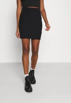 Even&Odd Basic Mini Ribbed Skirt - Kokerrok - Black